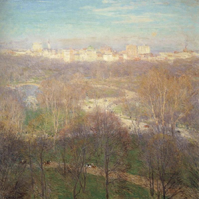 Metcalf, Willard Leroy Early Spring Afternoon-Central Park Sweden oil painting art